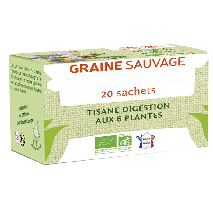 image de Tisane digestion aux 6 plantes bio - 20 sachets - Graine Sauvage