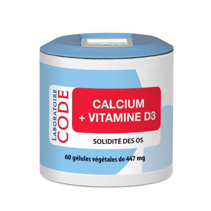 image de Calcium + Vitamine D3 - 60 gélules - Laboratoire Code