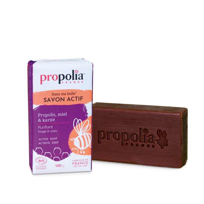 image de Savon Actif Certifié Bio Propolis, Miel et Karité - 100 g - Propolia